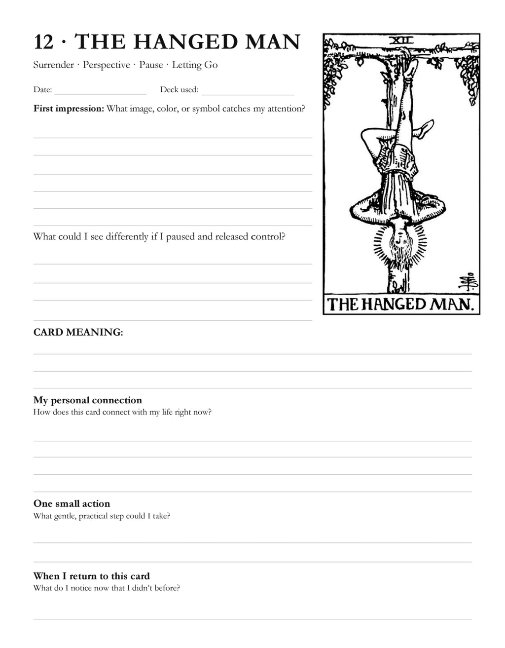 Printable Daily Tarot Journal