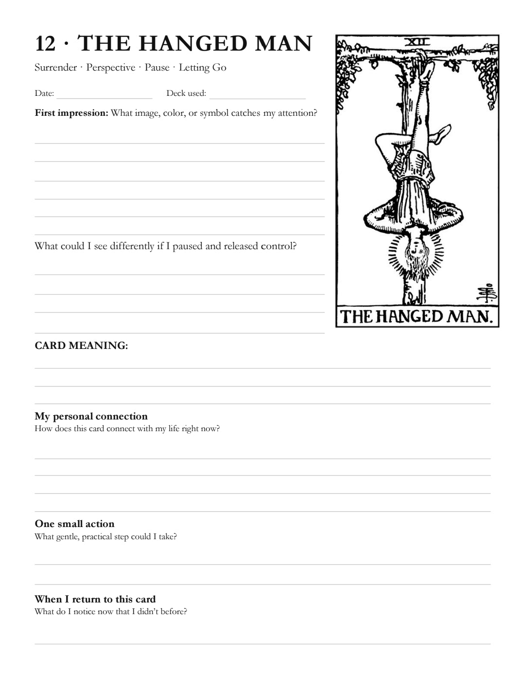 Printable Daily Tarot Journal