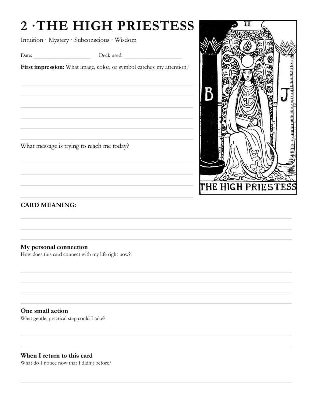 Printable Daily Tarot Journal